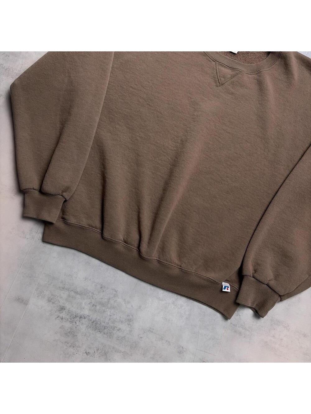 Vintage Light Brown Russell Athletic Boxy Crewneck Sweater - Picture 3 of 7